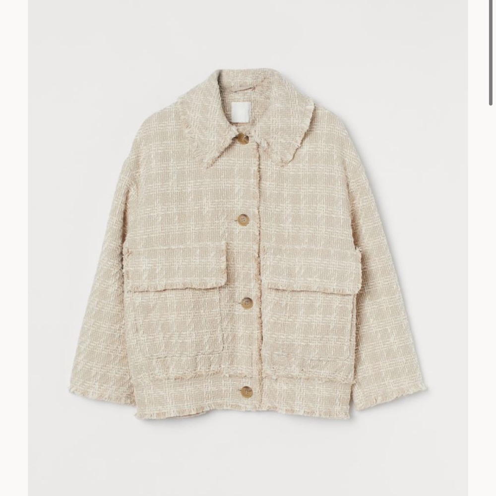 H&M beige textured weave jacket, S, NWT